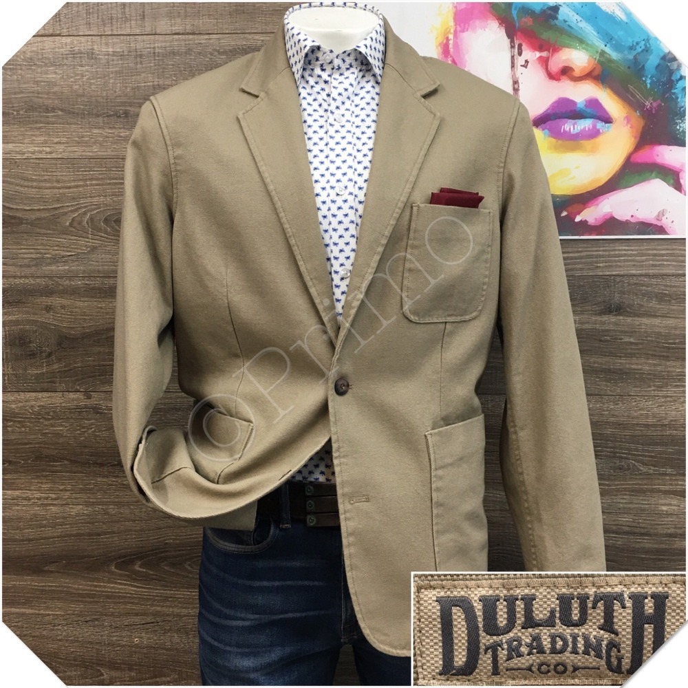 DULUTH TRADING Mens Blazer Sport‎ Coat Casual Jacket Size XL Cotton Canvas Suit
